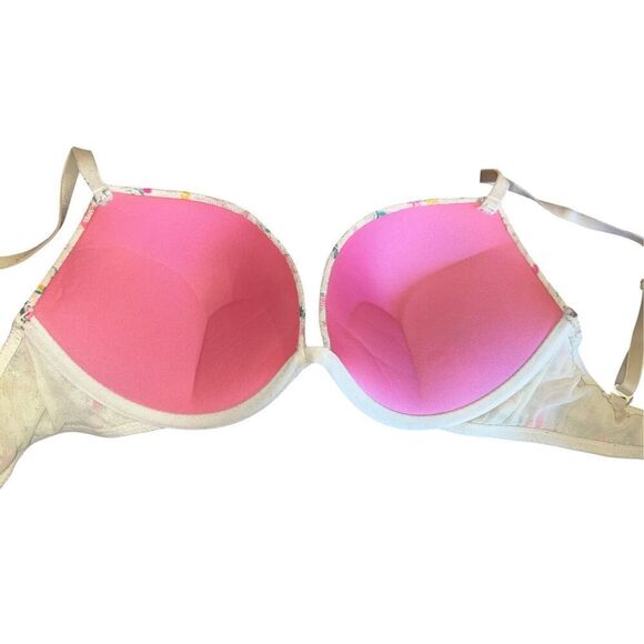 Victoria’s Secret 32D wear everywhere super push-up sexy floral bra love pink - Picture 4 of 5
